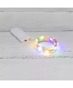 Гирлянда светодиодная "Роса" с крупными каплями 2м 20LED мультиколор 0.1Вт IP20 тонкий батарейный блок элементы питания 2хCR2032 (в компл.) Neon-Night 302-009