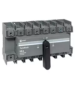Рубильник 4п 125А реверсивный с рукояткой для прямой установки TwinBlock EKF tb-s-125-4p-rev