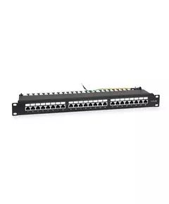 Патч-панель 19дюйм (1U) WR-PL-24-C5E-SH-D 24 порта RJ-45 полностью экранир. кат. 5e Dual IDC черн. WRline 505210