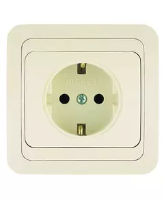 Розетка 1-м СП Mimoza 16А IP20 с заземл.керамика крем./крем. Makel 25008