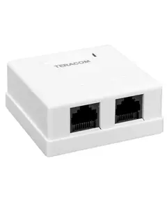 Розетка настенная TERACOM кат.5E неэкранированная 2 порта RJ-45 Dual IDC бел. EKF TRC-WBOX-2RJ45-5EUTP-WH