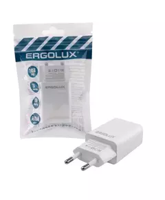 Адаптер сетевой 1USB 100-220В 5-9В/2А пакет бел. Ergolux 15203