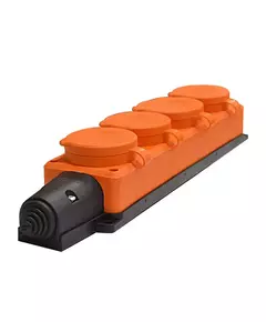 Колодка удлинителя 4-м Компакт 1ф с загл IP44 16А каучук оранж. UNIVersal 3035