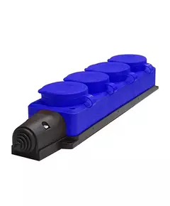 Колодка удлинителя 4-м Компакт 1ф с загл IP44 16А каучук син. UNIVersal 3045