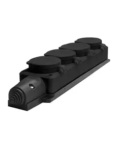 Колодка удлинителя 4-м Компакт 1ф с загл IP44 16А каучук черн. UNIVersal 602231