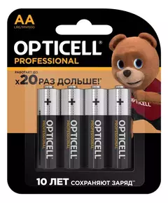 Элемент питания алкалиновый AA/LR6 (блист. 4шт) Professional Opticell 5052001