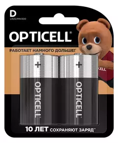 Элемент питания алкалиновый D/LR20 1.5В (блист. 2шт) Basic Opticell 5051005