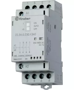 Контактор модульный 2NO + 2NC 25А AgSnO2 230В AC/DC 35мм IP20 опции: мех. индикатор + LED FINDER 223402304620