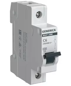 Выключатель автоматический модульный 1п C 6А 4.5кА ВА47-29М GENERICA MVA21-1-006-C-G
