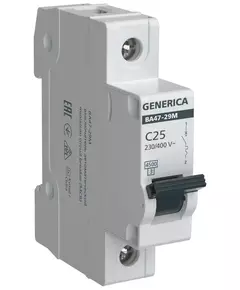 Выключатель автоматический модульный 1п C 25А 4.5кА ВА47-29М GENERICA MVA21-1-025-C-G