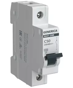 Выключатель автоматический модульный 1п C 50А 4.5кА ВА47-29М GENERICA MVA21-1-050-C-G