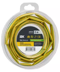 Трубка термоусадочная ТТУ нг-LS 2/1 желт./зел. (уп.2м) IEK UDR12-002-001-002-K52-T