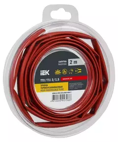 Трубка термоусадочная ТТУ нг-LS 3/1.5 красн. (уп.2м) IEK UDR12-003-D15-002-K04-T