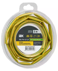 Трубка термоусадочная ТТУ нг-LS 3/1.5 желт./зел. (уп.2м) IEK UDR12-003-D15-002-K52-T
