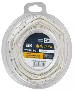 Трубка термоусадочная ТТУ нг-LS 4/2 бел. (уп.2м) IEK UDR12-004-002-002-K01-T