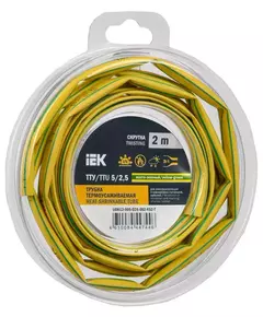 Трубка термоусадочная ТТУ нг-LS 5/2.5 желт./зел. (уп.2м) IEK UDR12-005-D25-002-K52-T