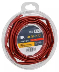Трубка термоусадочная ТТУ нг-LS 6/3 красн. (уп.2м) IEK UDR12-006-003-002-K04-T