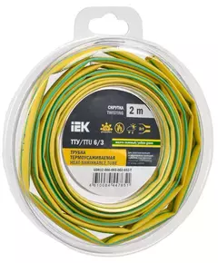 Трубка термоусадочная ТТУ нг-LS 6/3 желт./зел. (уп.2м) IEK UDR12-006-003-002-K52-T