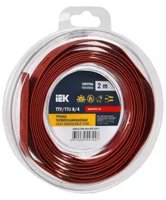 Трубка термоусадочная ТТУ нг-LS 8/4 красн. (уп.2м) IEK UDR12-008-004-002-K04-T