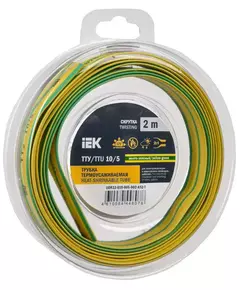 Трубка термоусадочная ТТУ нг-LS 10/5 желт./зел. (уп.2м) IEK UDR12-010-005-002-K52-T