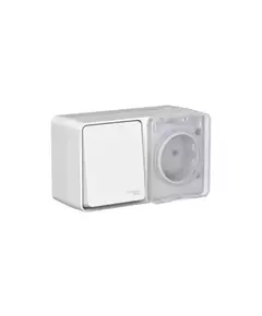 Блок ОП AtlasDesign PROFI IP54 (розетка 16А заземл. защ. шторки + 1-кл. выключатель 10А) сер. SE ATN543070
