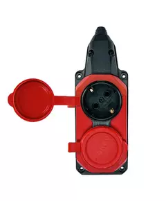 Колодка удлинителя 2-м с заземл. 16А IP44 каучук красн. TOKOV TKE-C13-KK2-Z