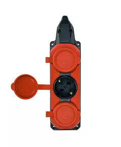 Колодка удлинителя 3-м с заземл. 16А IP44 каучук красн. TOKOV TKE-C13-KK3-Z