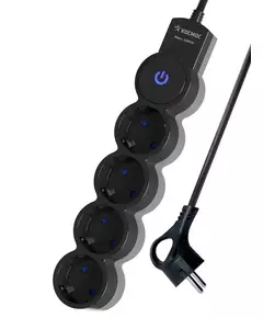 Удлинитель 4х3м ПВС 3х0.75 с защ. шторк. с заземл. IP20 с выкл. 220В 10А 2200Вт черн. КОСМОС YKsm3m-4g-Z-V10A-B