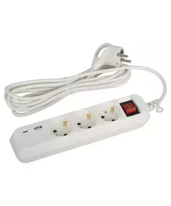 Удлинитель 3х3м с заземл. 10А +1xUSBA+1xUSBC с выкл. UB-3es-3m-USB Эра Б0052898