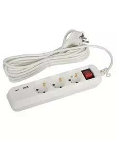 Удлинитель 3х5м с заземл. 10А 1xUSBA+1xUSBC с выкл. UB-3es-5m-USB Эра Б0052899