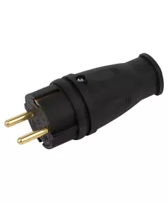 Вилка VX10-B-IP44 16А IP44 прямая с заземл. каучук черн. ЭРА Б0055414
