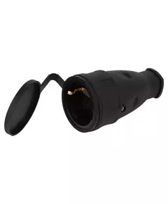 Розетка RX10-B-IP44 16А IP44 прямая с заземл. каучук черн. ЭРА Б0055418