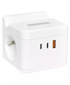 Удлинитель "Куб" 2х1.3м USB + 2Type C с быстрой зарядкой подставкой под телефон и ночником 1кв.мм EKF UBA-CUB-2-FC