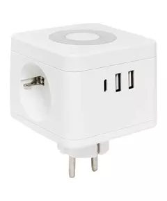 Разветвитель 3-м куб 2 гнезда 2хUSB 2.4А + тип C + ночник EKF UBA-CUB-T2-TC