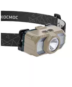 Фонарь аккумуляторный налобный 2Вт LED+2Вт SMD LED+красн. съемные Li-ion 2x18650 1200мА.ч=2400 мА.ч корпус ABS-пластик USB-шнур регулируемый эласт. ремешок КОСМОС KOC506Lit