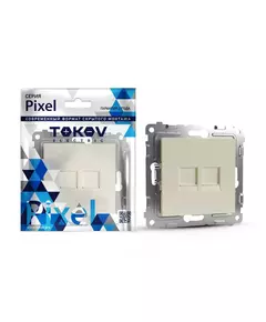 Розетка компьютерная 2-м СП Pixel RJ45 кат.5E механизм беж. TOKOV ELECTRIC TKE-PX-RC2-C02