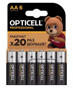 Элемент питания алкалиновый AA/LR6 (блист. 6шт) Professional Opticell 5052003