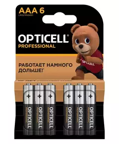 Элемент питания алкалиновый AAA/LR03 (блист. 6шт) Professional Opticell 5052004