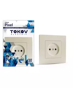 Розетка 1-м СП Pixel 16А IP20 без заземл. в сборе беж. TOKOV ELECTRIC TKE-PX-R1F-C02
