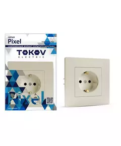 Розетка 1-м СП Pixel 16А IP20 с заземл. защ. шторки в сборе беж. TOKOV ELECTRIC TKE-PX-R1FZSF-C02