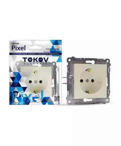 Розетка 1-м СП Pixel 16А IP20 с заземл. защ. шторки механизм беж. TOKOV ELECTRIC TKE-PX-R1ZSF-C02