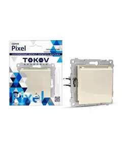 Розетка 1-м СП Pixel 16А IP20 с заземл. защ. шторки с крышкой механизм беж. TOKOV ELECTRIC TKE-PX-R1ZSW1-C02