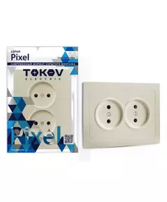Розетка 2-м СП Pixel 16А IP20 без заземл. в сборе беж. TOKOV ELECTRIC TKE-PX-R2F-C02