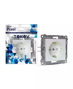 Розетка 1-м СП Pixel 16А IP20 с заземл. защ. шторки механизм перламутр. TOKOV ELECTRIC TKE-PX-R1ZSF-C04