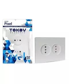 Розетка 2-м СП Pixel 16А IP20 без заземл. в сборе перламутр. TOKOV ELECTRIC TKE-PX-R2F-C04