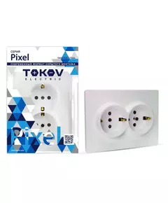 Розетка 2-м СП Pixel 16А IP20 с заземл. защ. шторки в сборе перламутр. TOKOV ELECTRIC TKE-PX-R2FZSF-C04