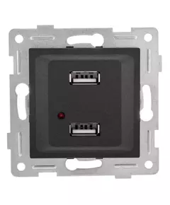 Розетка USB 2-м СП Ugra механизм графит GUSI С11USB2-010