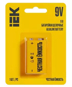 Элемент питания алкалиновый "крона" 6LR61 9В Alkaline (блист.1шт) IEK ABT-6LR619V-OP-L01