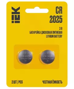 Элемент питания дисковый литиевый CR2025 (блист.2шт) IEK ABT-CR2025-OP-L02