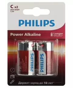 Элемент питания алкалиновый C/LR14 1.5В Power (блист. 2шт) Philips Б0062687